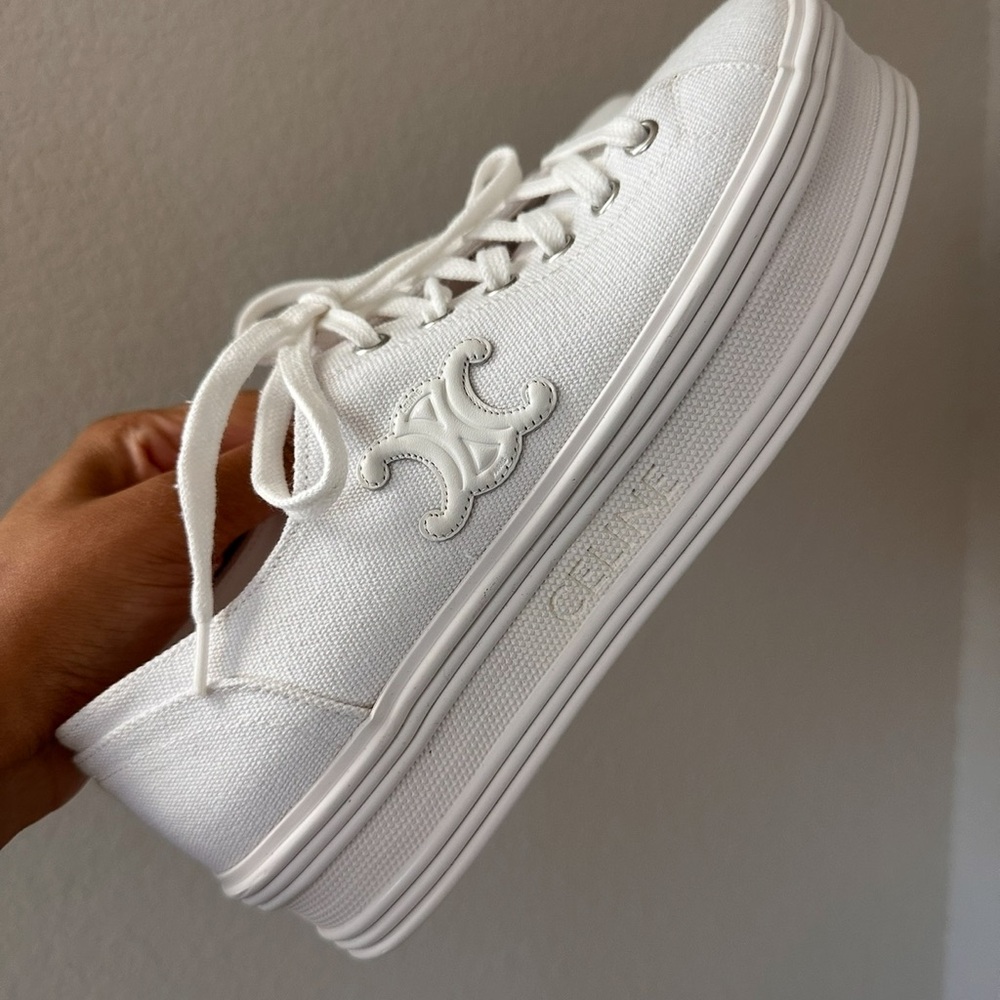 Celine Classic White Canvas Sneakers